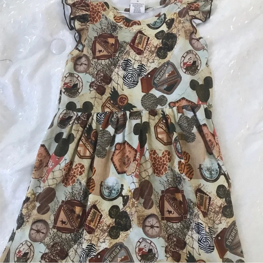 Girls' Safari Patchwork Print Dress - Beige & Brown NWOT Size 10